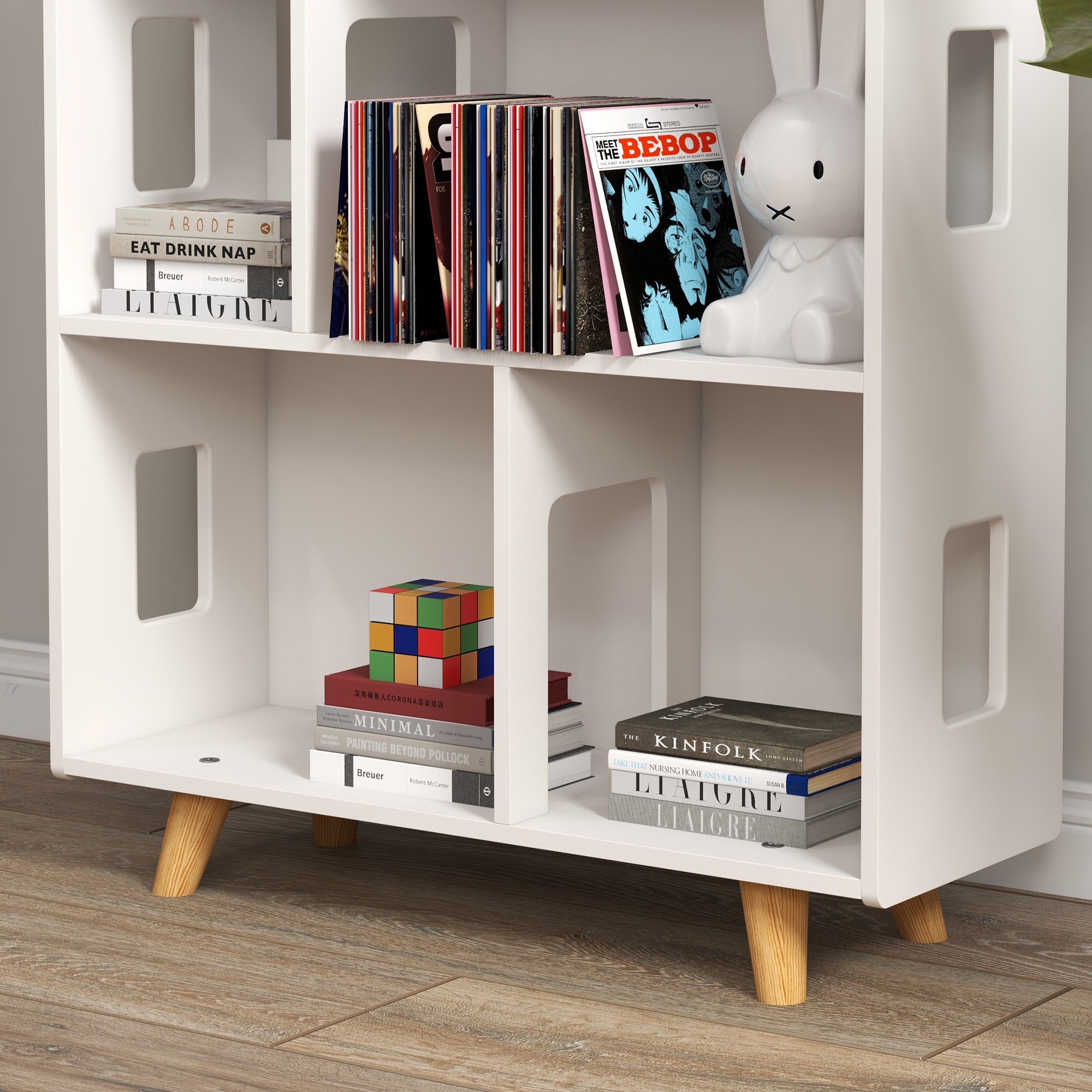 Libreria per Bambini 65x25x108,5 cm in MDF e Legno di Pino Bianco