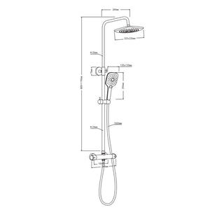 Colonna doccia attrezzata nero opaco termostatica 2 funzioni soffione doccetta quadro *** confezione 1