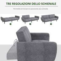 Divano Letto 3 Posti 208x84x82 cm in Tessuto Grigio