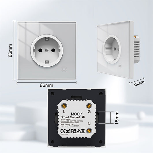 ZigBee 3.0 Presa Da Muro Versione EU Schuko 86X86 Compatibile Con Alexa Google Philips Hue Samsung Smartthings