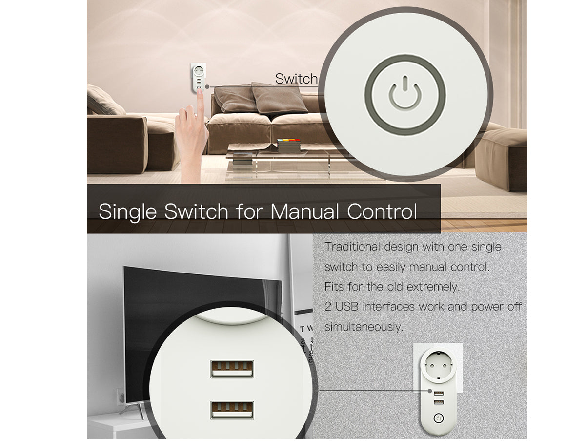 ZigBee 3.0 Smart Socket Presa Schuko ZigBee Con 2 Porte USB 16A 220V Compatibile Con Alexa Google Philips Hue Samsung Smartthings