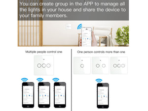 ZigBee Interruttore Smart Da Parete Con 3 Tasti Touch Con Pannello in Cristallo App Tuya Colore Bianco Scatola 503