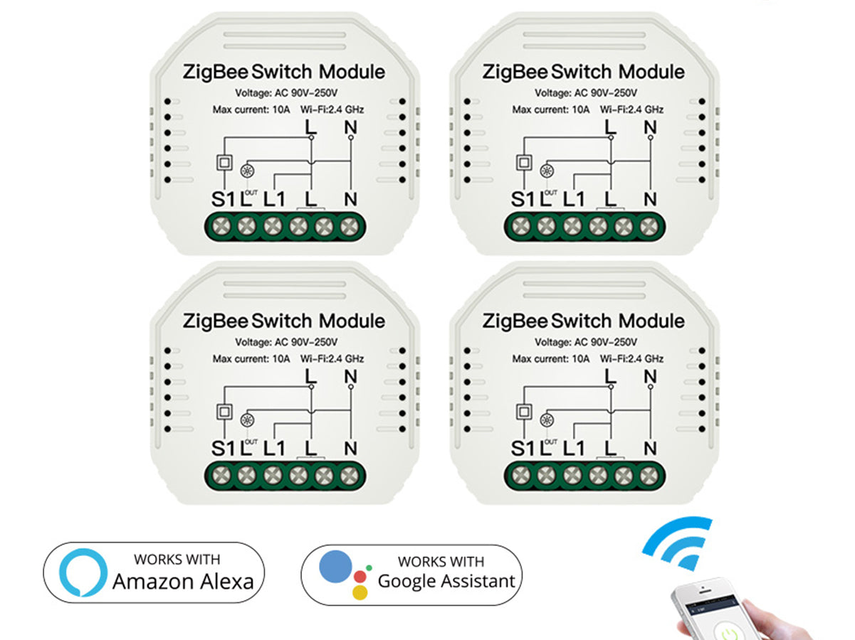 ZigBee Mini Interruttore Intelligente Smart 10A 220V Funzione Con Pulsante Telecomando RF Compatibile Con Amazon Alexa e Google Home