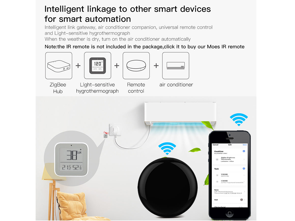 ZigBee Sensore Di Temperatura Umidita e Luce 3 In 1 APP Tuya Piccolo Quadrato