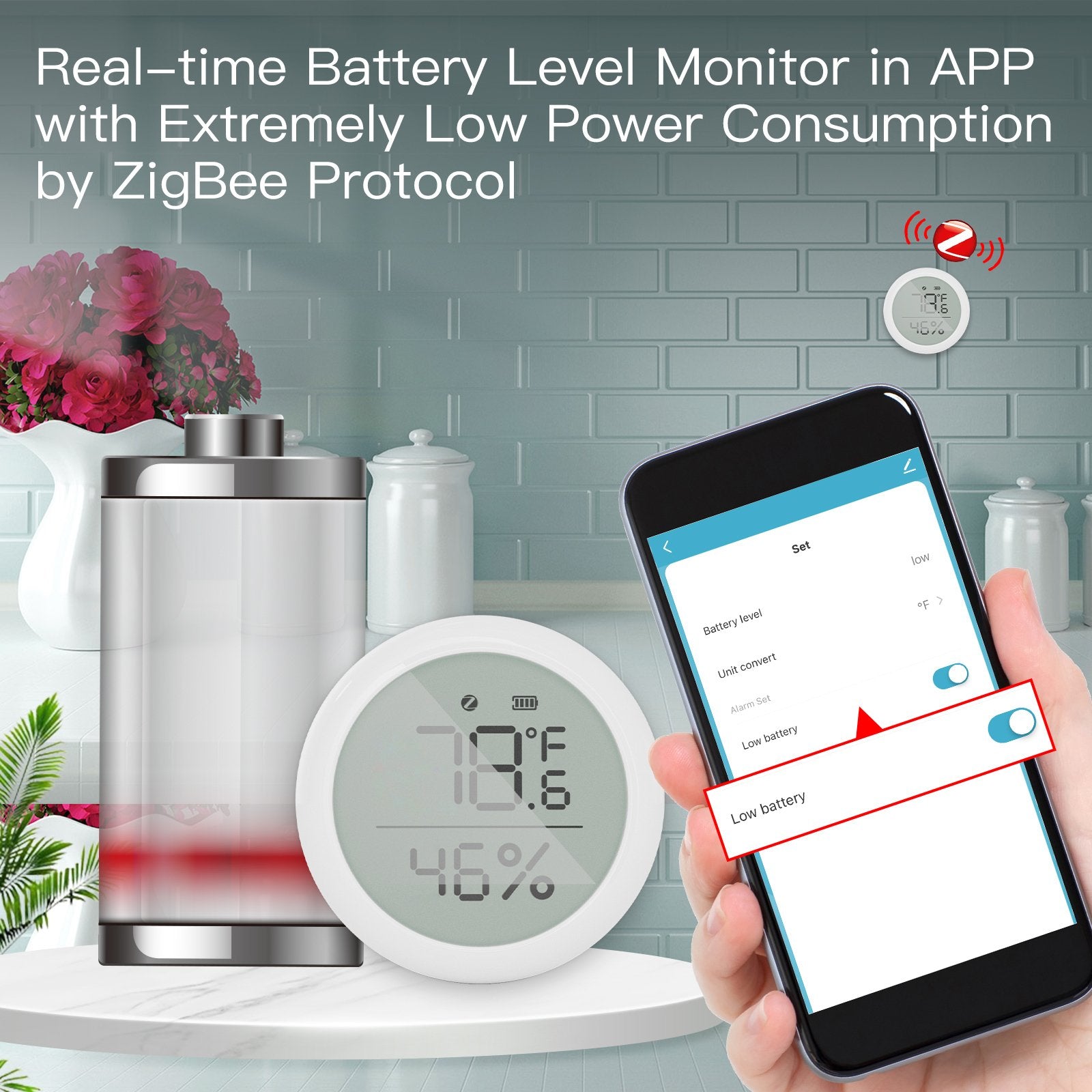 ZigBee Sensore Di Temperatura e Umidita APP Tuya Piccolo e Rotondo