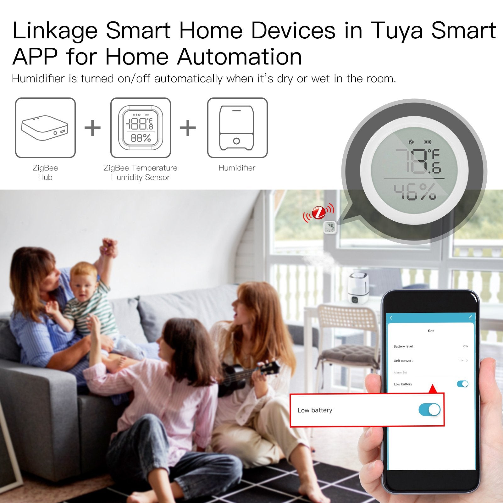 ZigBee Sensore Di Temperatura e Umidita APP Tuya Piccolo e Rotondo