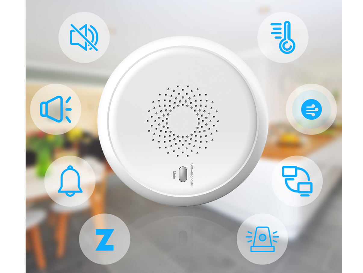 ZigBee Sensore Fumo Rilevatore di Fumo Allarme Antincendio con Sensore Fotoelettrico Indipendente