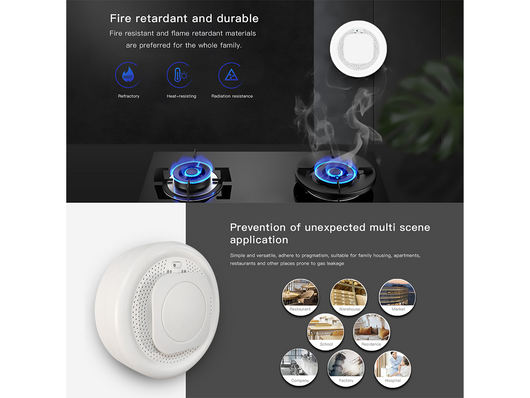 ZigBee Sensore Fumo Rilevatore di Incendio Allarme Antincendio con Sensore Fotoelettrico Indipendente