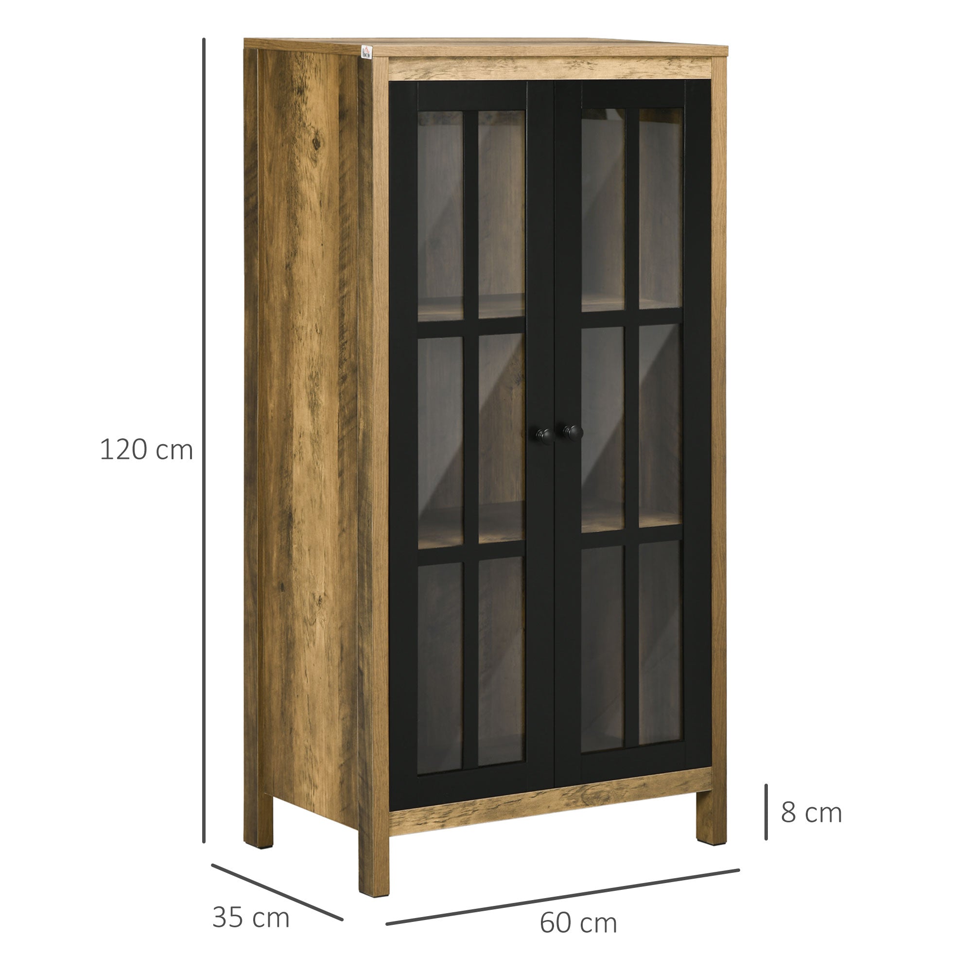 Credenza 2 Ante in Vetro 60x35x120 cm in Legno Truciolare Marrone