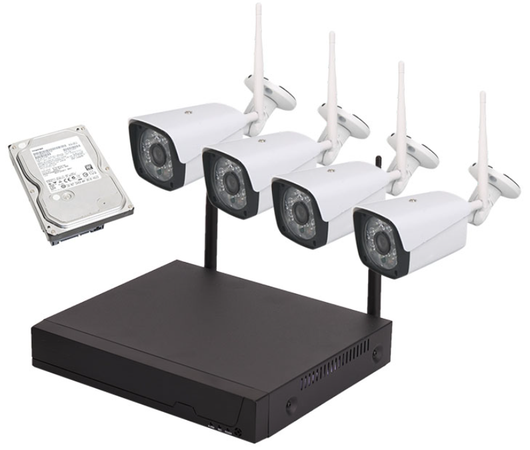 Kit wi-fi nvr 4 canali 4 telecamere 1080p 3mpx 1 hard disk 1tb