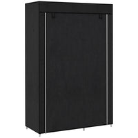 Armadio in Tessuto Portatile 103x43x162,5 cm Appendiabiti e 6 Ripiani Nero