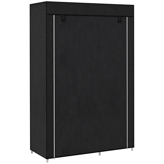 Armadio in Tessuto Portatile 103x43x162,5 cm Appendiabiti e 6 Ripiani Nero