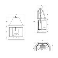 Camino legna prefabbricato ghisa focolare aperto m100 tgh riscaldamento