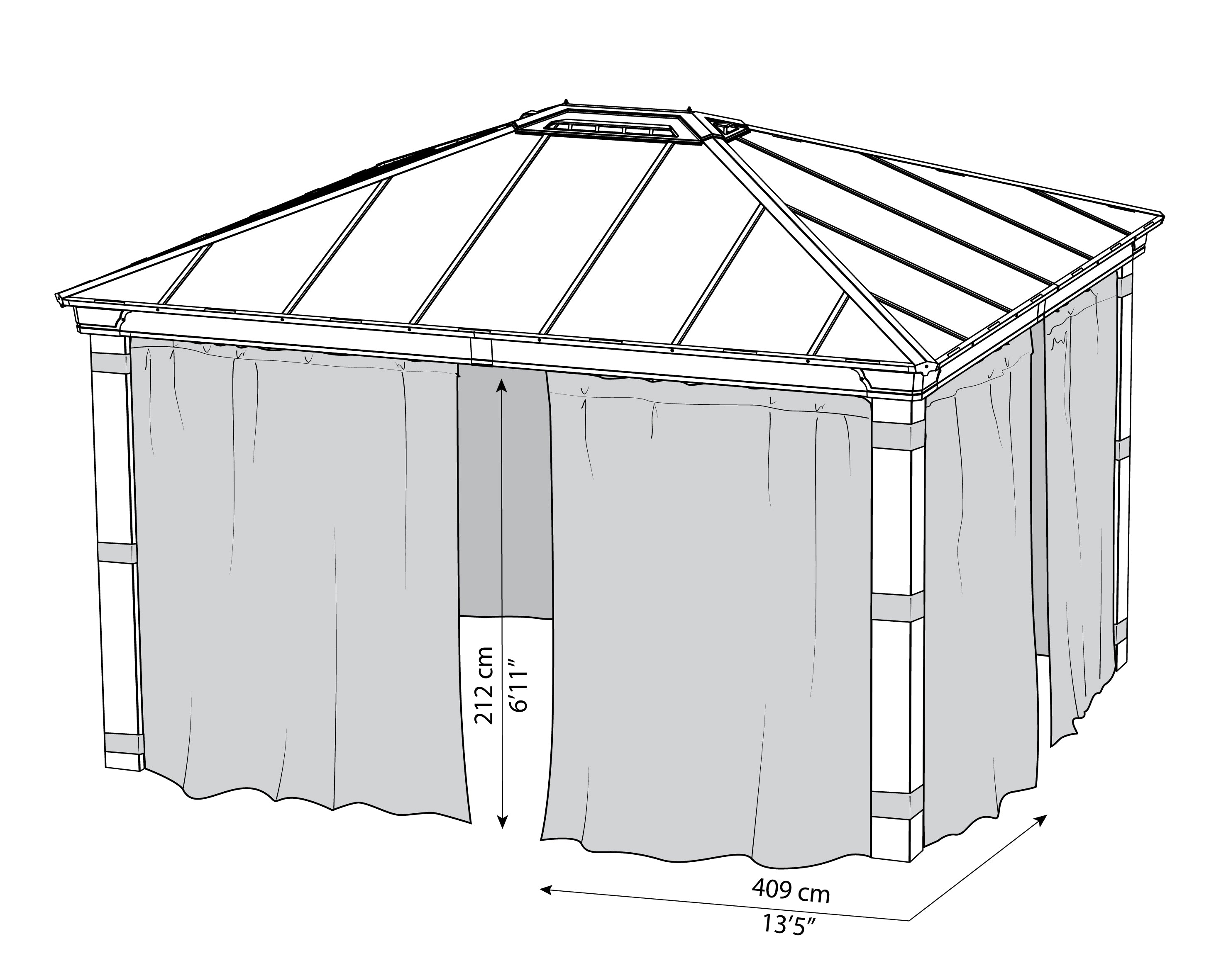 Set Di Tende Per Gazebo Dallas 3.6X4.3 m