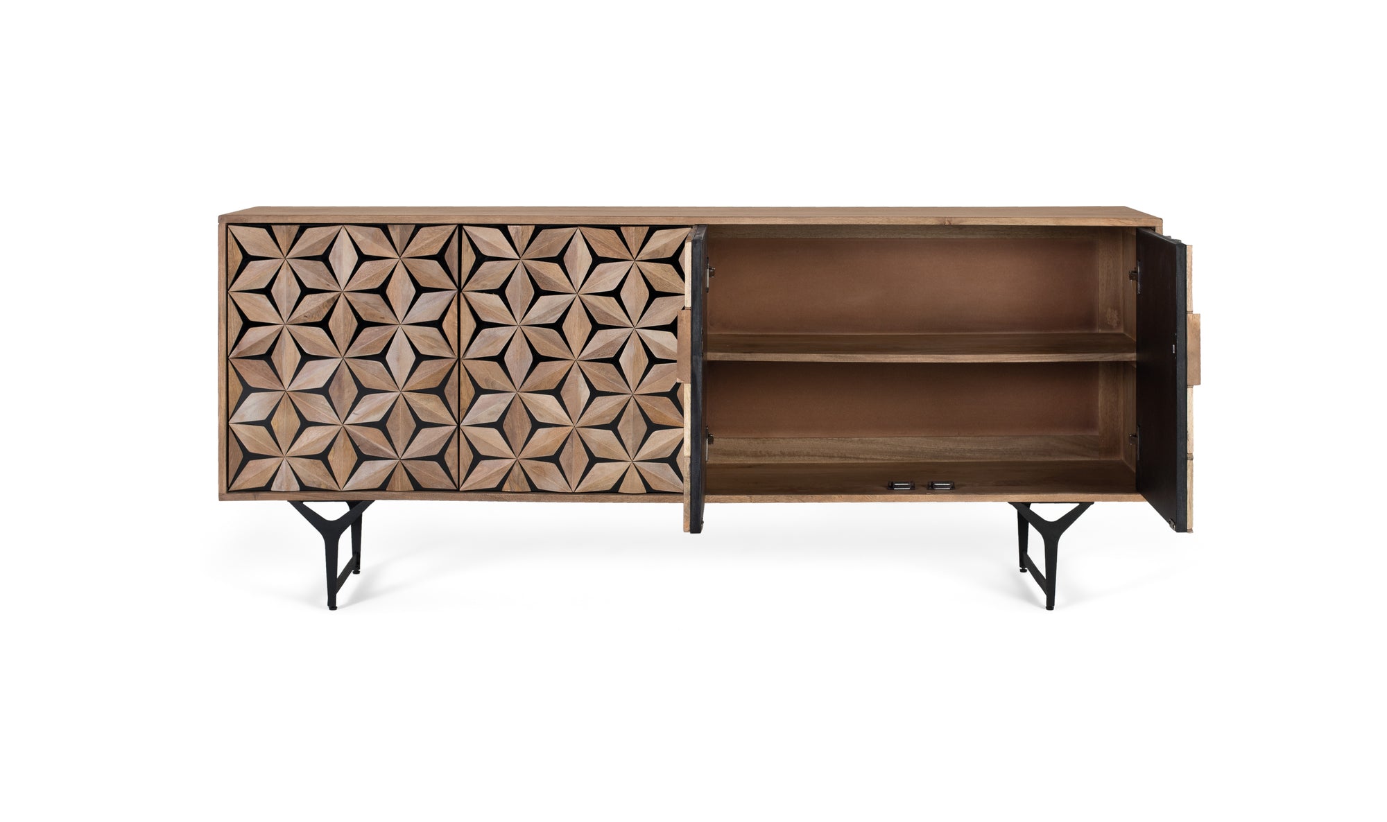 Credenza artigianale a 4 ante in legno di mango 177 cm