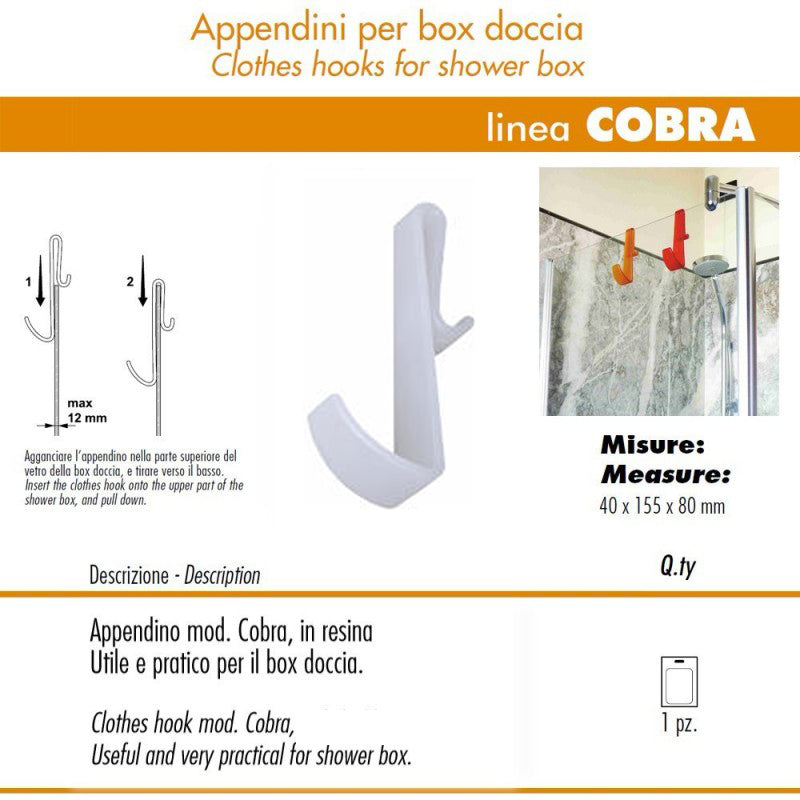 Pika shop appendino per box doccia modello cobra trasparente