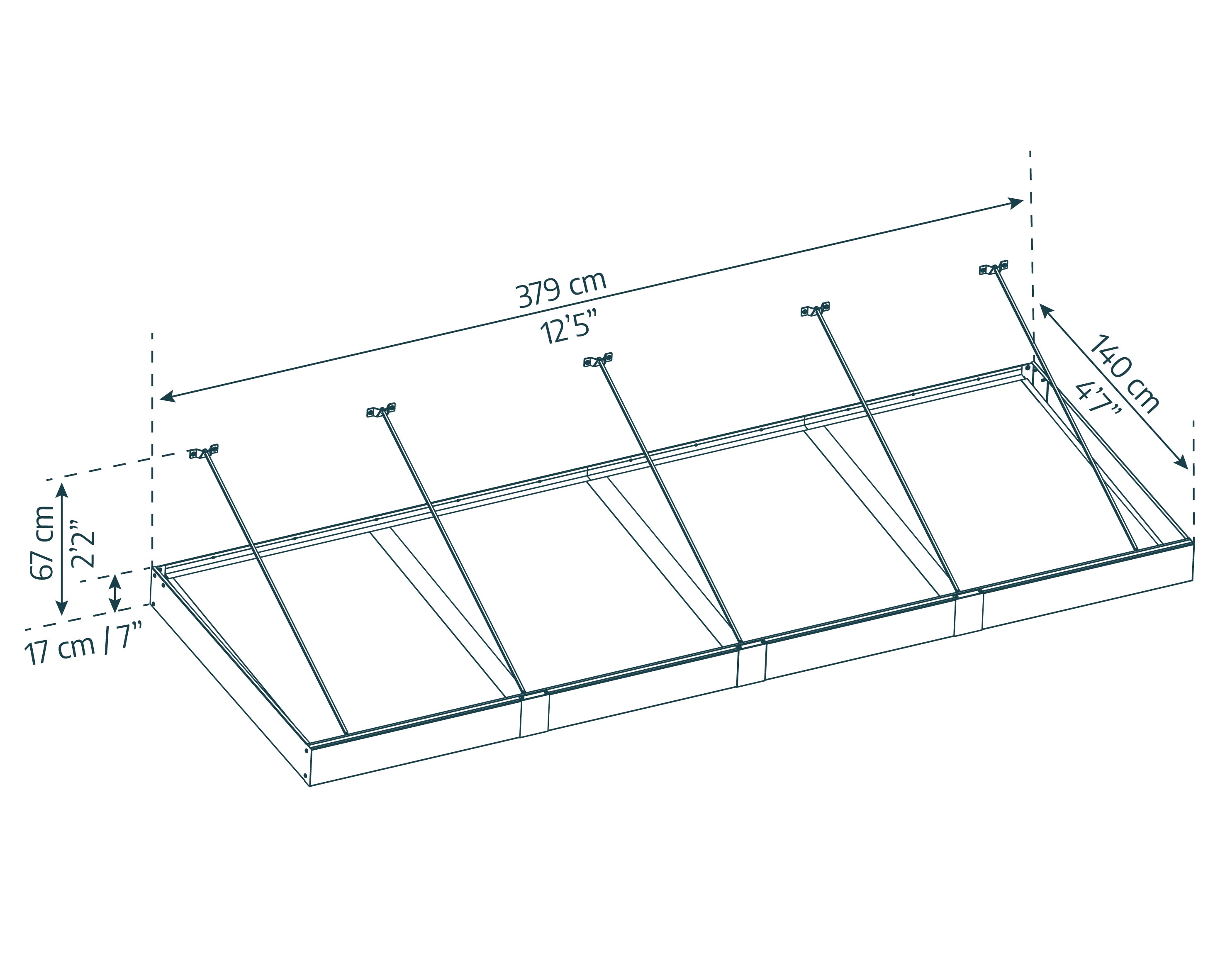 Pensilina Da Esterno Sophia XL 380X140 cm  Opal Bianco