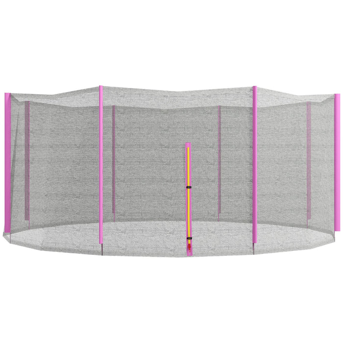 Rete di Protezione per Trampolini a 6 Pali con Ingresso con Cerniera Ø366x180 cm in PE Nero e Rosa