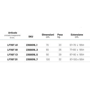 Lato fisso per porta pieghevole edera lf110t 6 millimetri chrome ix box shower *** misure 87-90xh195 cm stampato, con...