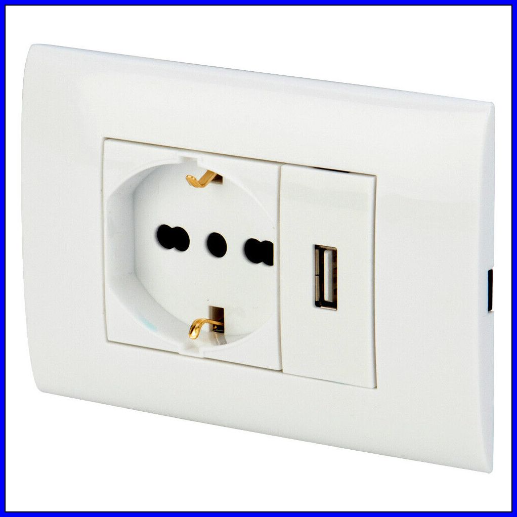 Presa elettrica da muro PolyPool PP6096X Placca incasso bianca USB e Schuko