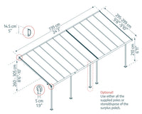 Pergola Sierra Addossata in Alluminio  3X7.4 m Grigio  