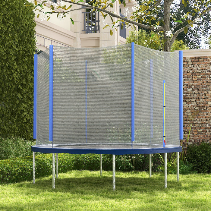 Rete di Protezione per Trampolini a 6 Pali con Ingresso con Cerniera Ø305x180 cm in PE Nero e Blu