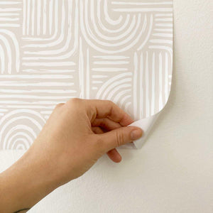 Carta da parati adesiva Maze in vinile avorio- 1 rotolo 50x300 cm-Decochic