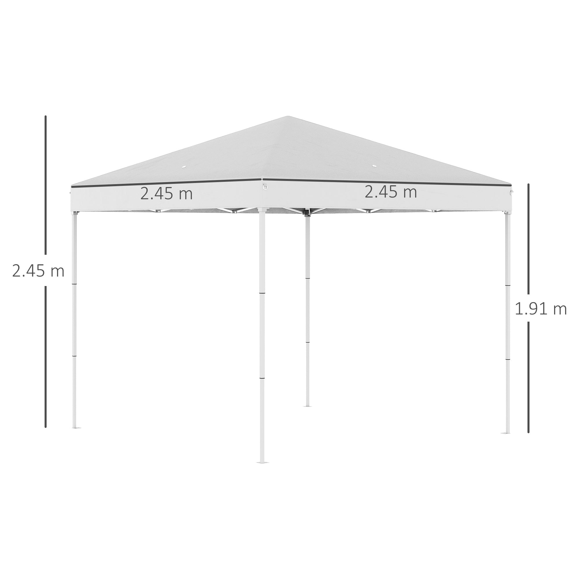 Gazebo Pieghevole da Giardino 2,45x2,45m in Acciaio e Tessuto Oxford Bianco