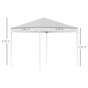 Gazebo Pieghevole da Giardino 2,45x2,45m in Acciaio e Tessuto Oxford Bianco