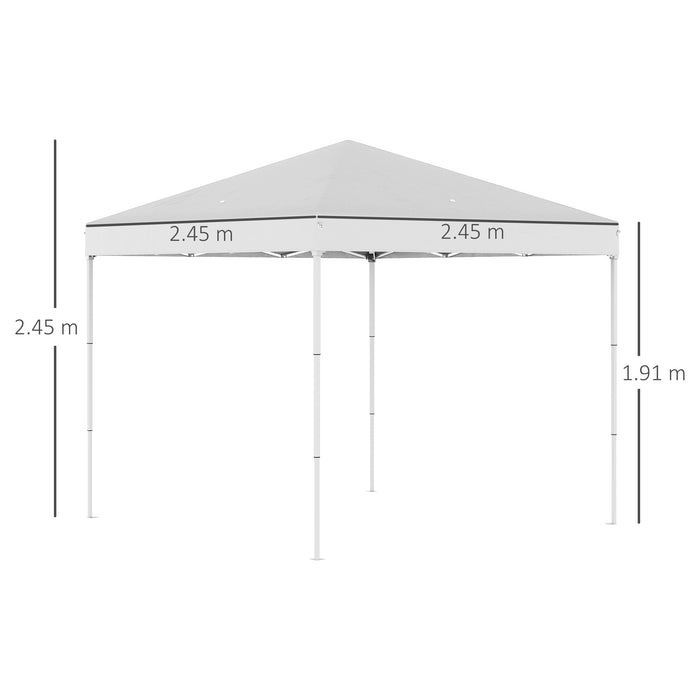 Gazebo Pieghevole da Giardino 2,45x2,45m in Acciaio e Tessuto Oxford Bianco