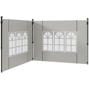 Set 2 Pareti Laterali per Gazebo 3x3m e 3x6m con Finestre 293x193 cm in PE e Plastica Bianco