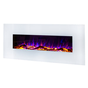 Camino Elettrico da Pavimento 55x128x14 cm Effetto Fiamma 1500W Madrid Led