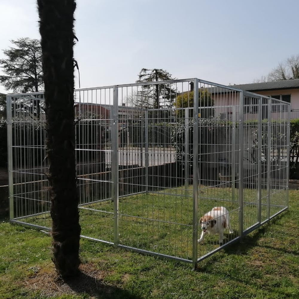 Recinto per cani da 3x3 metri solo perimetro modulare con zincatura a caldo