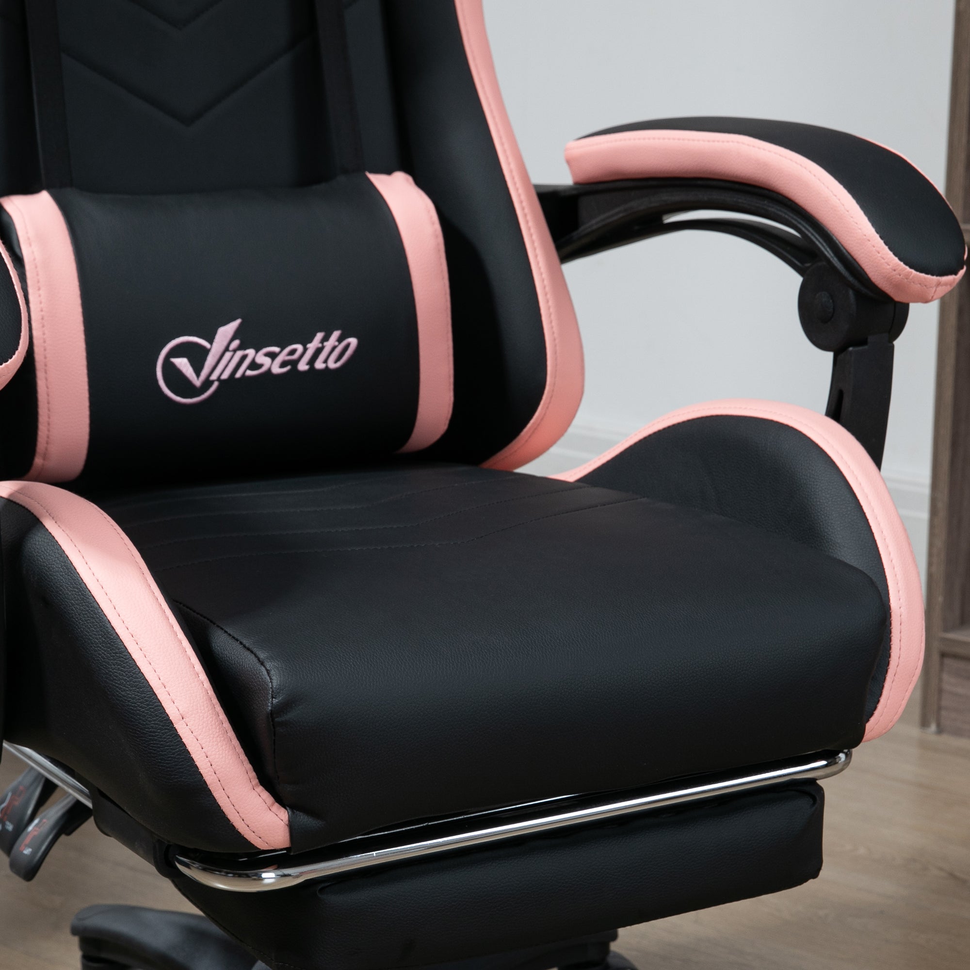 Sedia da Gaming Ergonomica 65x65x121-129 cm in Similpelle Rosa e Nero