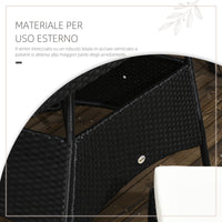 Set Tavolo e 4 Sedie da Giardino in Acciaio e Rattan PE Nero