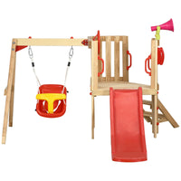 Set con Scivolo e Altalena da Giardino per Bambini 170x200x118 cm in Legno e Plastica Rosso