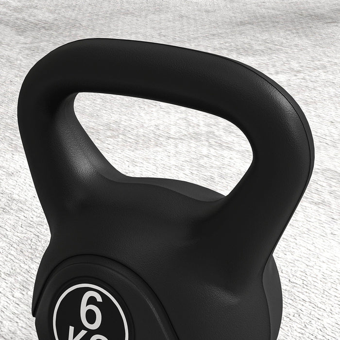 Kettlebell per Allenamento 6 kg in Plastica e Sabbia Nero