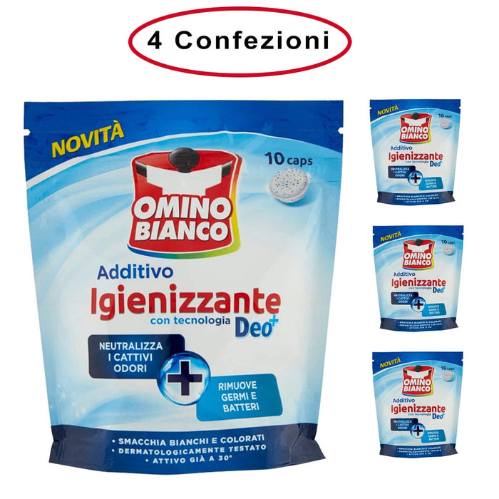 Omino bianco idrocaps additivo igienizzante ipoallergenico 4 confezioni da 10 capsule