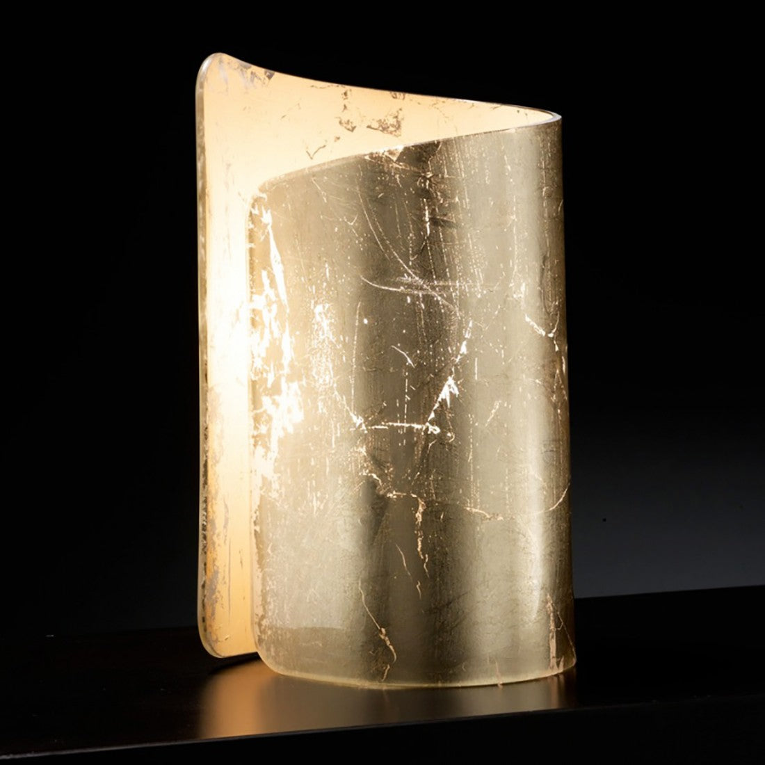 Abat-jour classica selene illuminazione papiro 0372 033 006 e27 led vetro lampada tavolo, vetro foglia oro