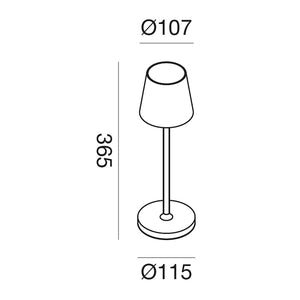 Abat-jour esterno batteria gea led gls030 300lm ip54 antracite lampada tavolo moderna usb touch, finitura metallo bianco