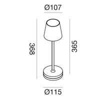 Abat-jour esterno batteria gea led gls040 300lm ip54 antracite lampada tavolo base usb touch, finitura metallo marrone