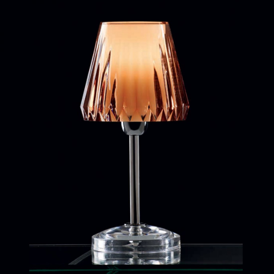 Abat-jour moderno illuminando gaia lu led lampada tavolo acrilico tortora viola trasparente interno e14, colore tortora