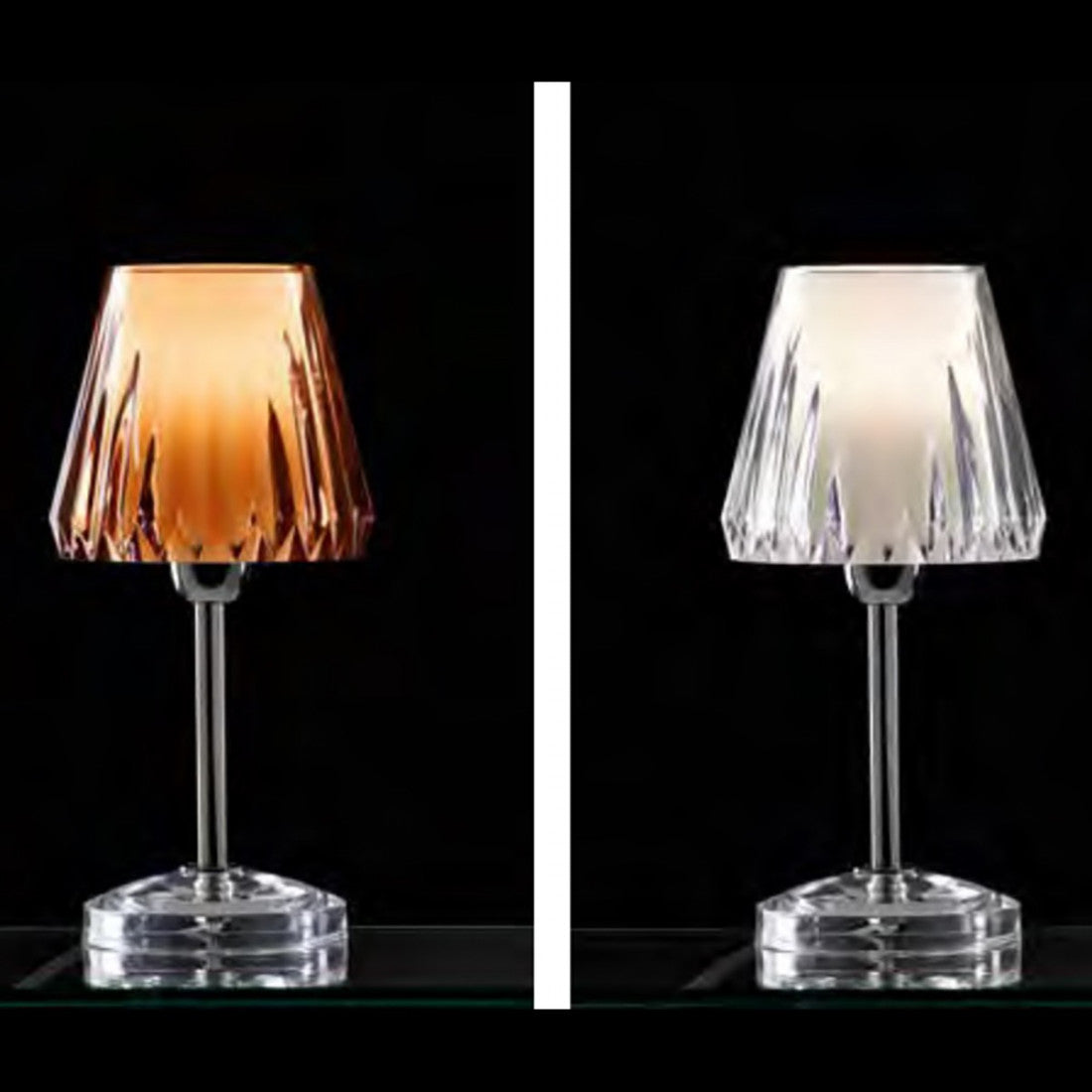 Abat-jour moderno illuminando gaia lu led lampada tavolo acrilico tortora viola trasparente interno e14, colore