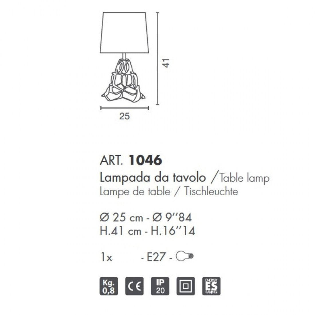Abat-jour moderno selene anais 1046 011 009 e27 led metallo tessuto lampada tavolo, finitura metallo bronzo