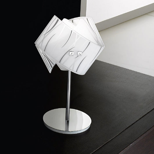 Abat-jour vetro serigrafato gea luce agnese lp led lampada tavolo piccola bianco nero moderno interno e14