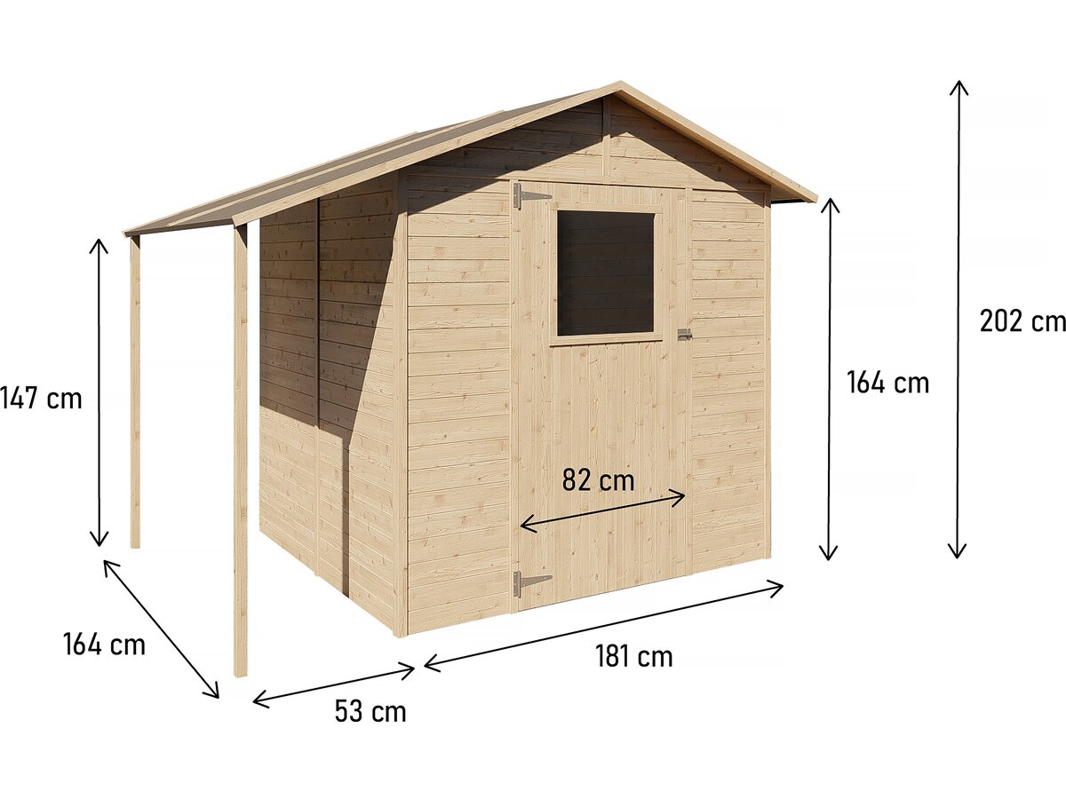 Abri de jardin bois 4.6 m2 avec bucher "Lurs" - 15 mm