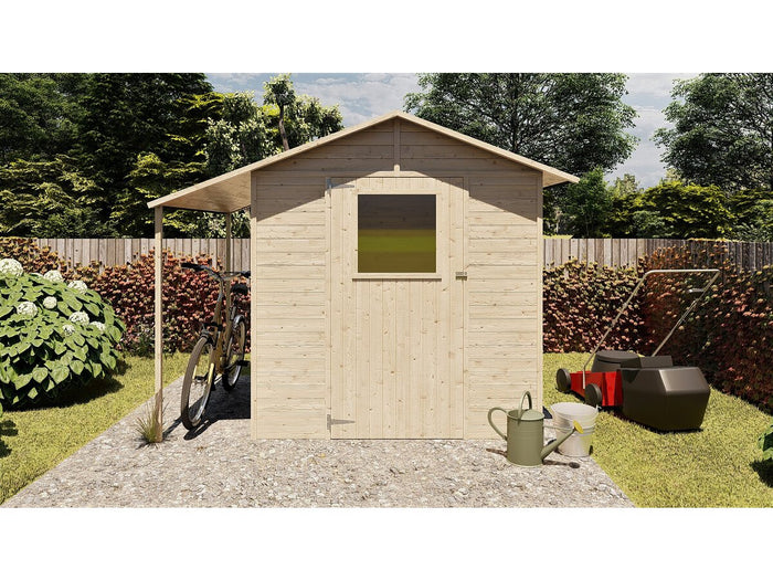 Abri de jardin bois 4.6 m2 avec bucher "Lurs" - 15 mm