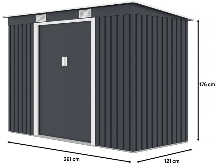 Casetta da giardino in metallo a una falda "Austin" - 3,14 m2 - Grigio