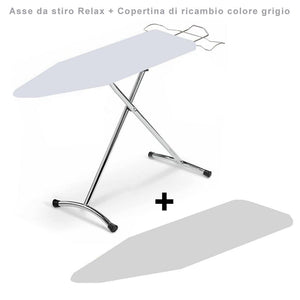 Relax asse da stiro con 1 copertina aggiuntiva di ricambio colore grigio regolabile in altezza