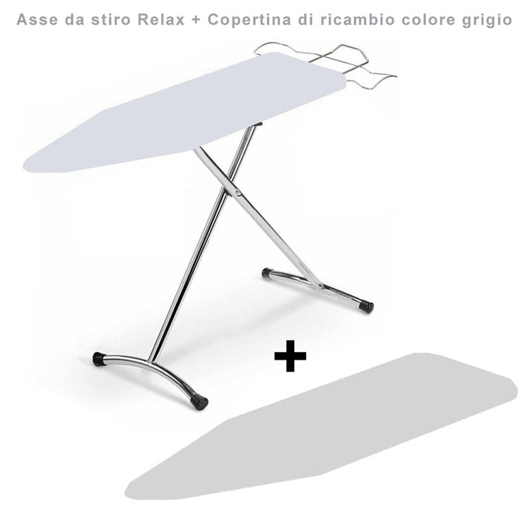 Relax asse da stiro con 1 copertina aggiuntiva di ricambio colore grigio regolabile in altezza